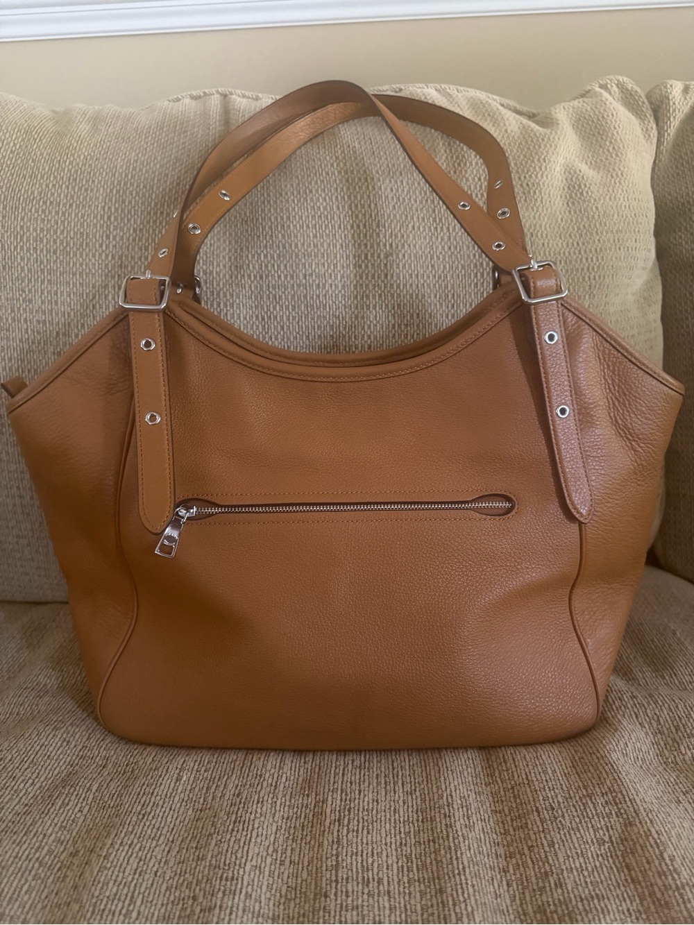 Coach Cognac Brown Pebble Leather Tote with Adjustable Straps - Picture 2 of 5